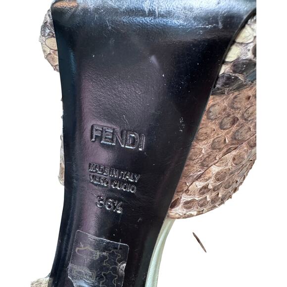 Auth. Fendi Python Snakeskin Bubble Platform Heel Sandals Size 36.5 W/Dust Bags - Picture 14 of 15